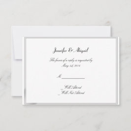 Black White Elegance Brides Weddenschap-kaart RSVP Kaartje