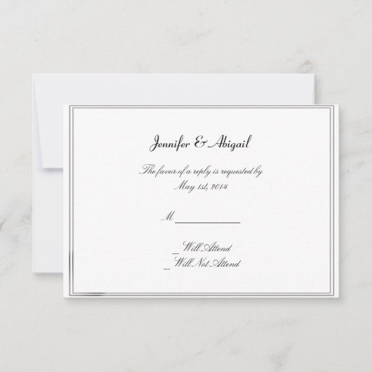 Black White Elegance Brides Weddenschap-kaart RSVP Kaartje (Voorkant)
