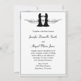 Black White Elegance Gay Brides Wedding Invitation Kaart