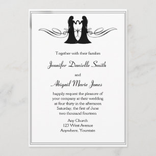 Black White Elegance Gay Brides Wedding Invitation Kaart