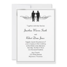 Black White Elegance Gay Groom Wedding Invitation
