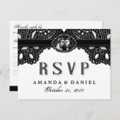 Black White Elegance Halloween Skeletons RSVP Uitnodiging Briefkaart (Voorkant / Achterkant)