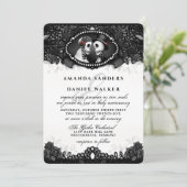 Black White Elegance Skeletons Wedding Invitation Kaart (Staand voorkant)