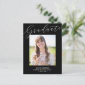 Black & White Elegant 2022 Photo Graduation Party Briefkaart (Staand voorkant)