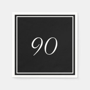 Black White Elegant 90th Birthday Servet