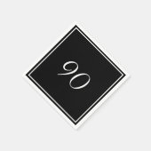 Black White Elegant 90th Birthday Servet (Hoek)