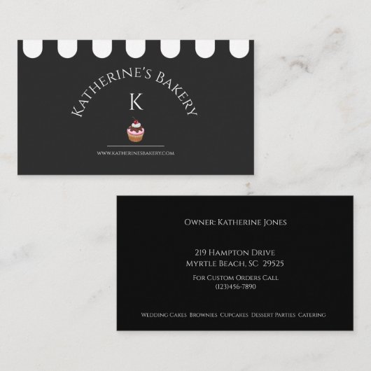 Black White Elegant Bakery Visitekaartje (Voorkant / Achterkant)