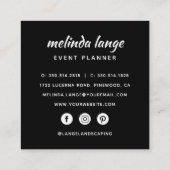 Black White Elegant Botanical Pine Branch Vierkante Visitekaartje (Achterkant)