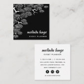 Black White Elegant Botanical Pine Branch Vierkante Visitekaartje (Voorkant / Achterkant)