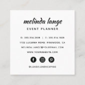 Black White Elegant Botanical Pine Branch Vierkante Visitekaartje (Achterkant)