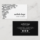 Black White Elegant Botanical Pine Branch Visitekaartje (Voorkant / Achterkant)