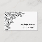 Black White Elegant Botanical Pine Branch Visitekaartje (Voorkant)