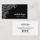 Black White Elegant Botanical Pine Branch Visitekaartje (Voorkant / Achterkant)