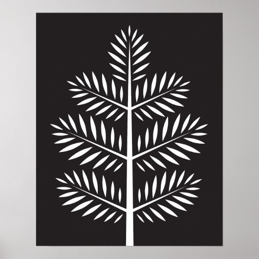 Black White Elegant Botanical Tropical Branch Post Poster (Voorkant)