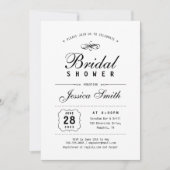 Black & White Elegant Bridal Shower-uitnodiging Kaart (Voorkant)