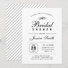 Black & White Elegant Bridal Shower-uitnodiging Kaart