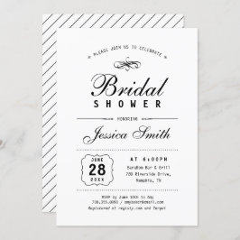 Black & White Elegant Bridal Shower-uitnodiging Kaart