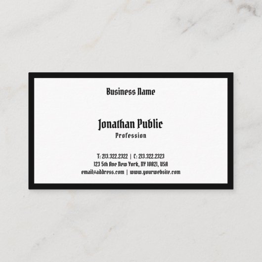 Black White Elegant Calligraded Script Sjabloon Visitekaartje (Achterkant)