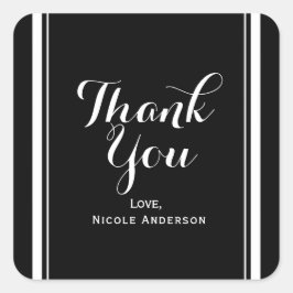 Black & White Elegant Chic Couding Wedding Favor Vierkante Sticker