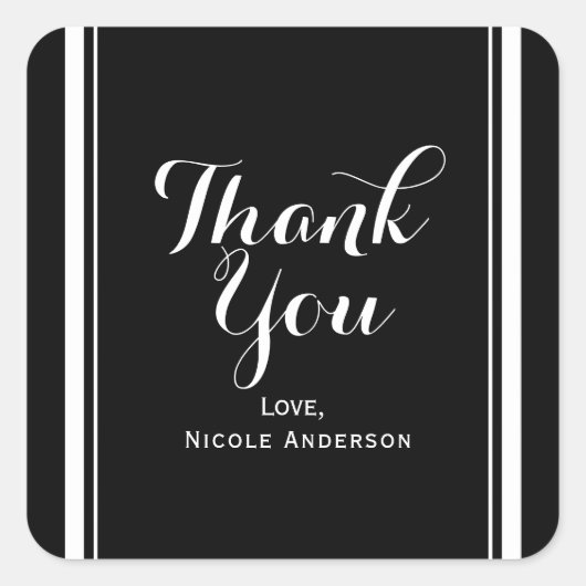 Black & White Elegant Chic Couding Wedding Favor Vierkante Sticker (Voorkant)