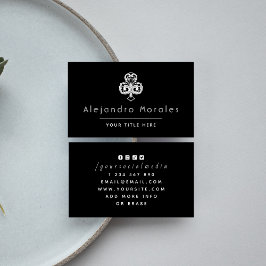 Black & White Elegant Club Clover Logo Casino Cool Visitekaartje