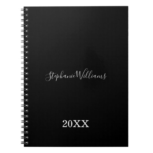 Black White Elegant Custom Name Year Cute 2021 Notitieboek (Voorkant)
