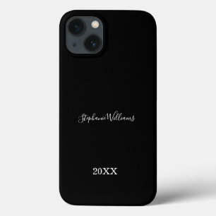 Black White Elegant Custom Name Year Gift Favor Case-Mate iPhone Case