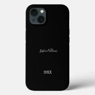 Black White Elegant Custom Name Year Gift Favor iPhone 13 Hoesje
