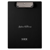 Black White Elegant Custom Name Year Gift Favor Klembord (Voorkant)