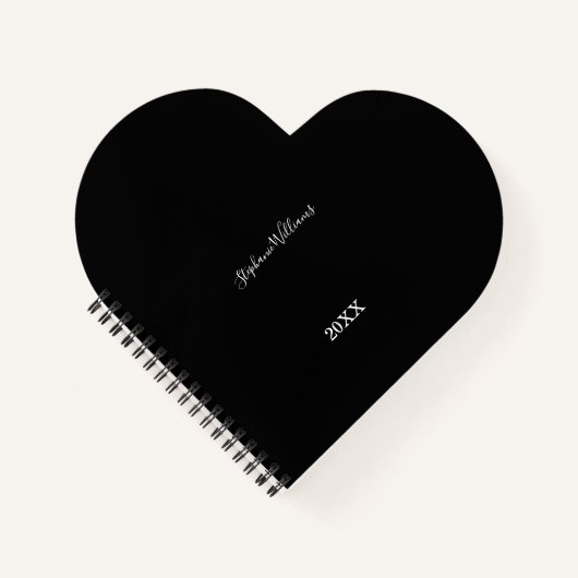 Black White Elegant Custom Name Year Gift Favor Notitieboek (Voorkant)