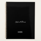 Black White Elegant Custom Name Year Gift Favor Planner (Voorkant)