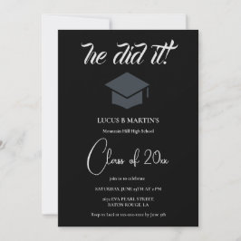 Black & White Elegant deed het Graduation party Kaart