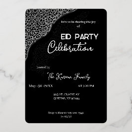 Black & white elegant Eid Party Invitation Folie Feestdagenkaart