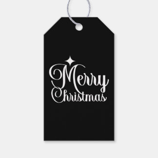 Black & White Elegant & Festive Merry Christmas Cadeaulabel