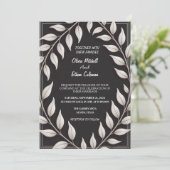 Black & White Elegant Flower Wedding Invitation Kaart (Staand voorkant)