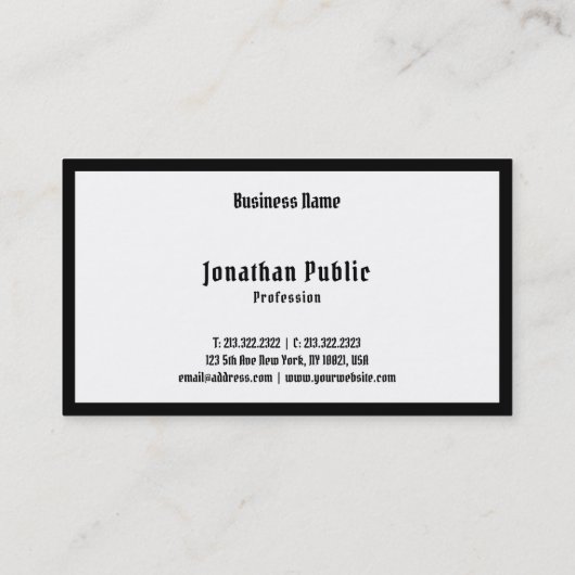 Black White Elegant Handgeschreven Script-Sjabloon Visitekaartje (Achterkant)