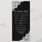 Black White Elegant Lace Vertical Wedding Programm Programmakaart (Achterkant)