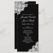 Black White Elegant Lace Vertical Wedding Programm Programmakaart (Voorkant / Achterkant)