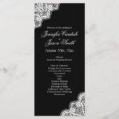 Black White Elegant Lace Vertical Wedding Programm Programmakaart (Voorkant)