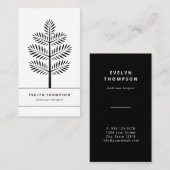 Black White Elegant Landscaping Botanical Branch Visitekaartje (Voorkant / Achterkant)