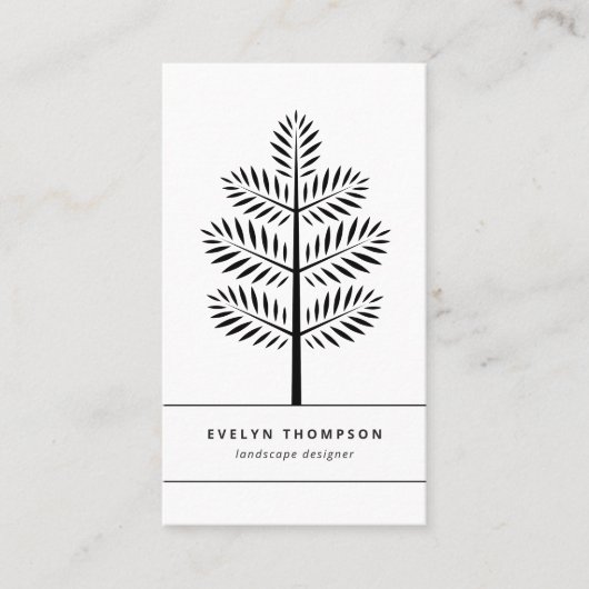 Black White Elegant Landscaping Botanical Branch Visitekaartje (Voorkant)