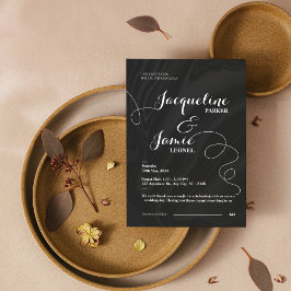 Black & White Elegant Minimalist Wedding Kaart