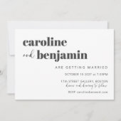 Black White Elegant Modern Chic Photo Wedding Kaart (Voorkant)