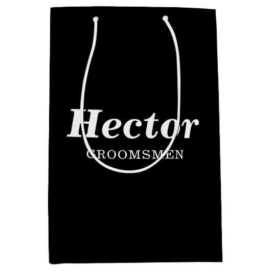 Black & White Elegant Modern Groomsmen Wedding Medium Cadeauzakje (Voorkant)