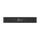 Black White Elegant Modern Love script Wedding Uitnodigingen Wikkel (Vlak)