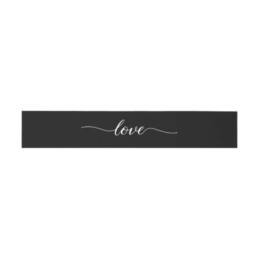 Black White Elegant Modern Love script Wedding Uitnodigingen Wikkel (Vlak)