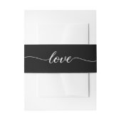 Black White Elegant Modern Love script Wedding Uitnodigingen Wikkel (Voorkant Voorbeeld)