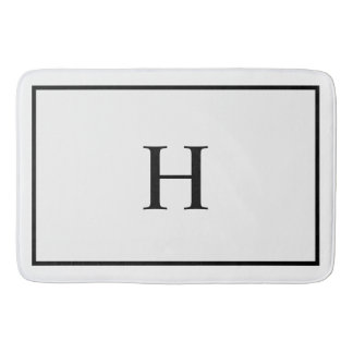 Black White Elegant Modern Monogram Badmat