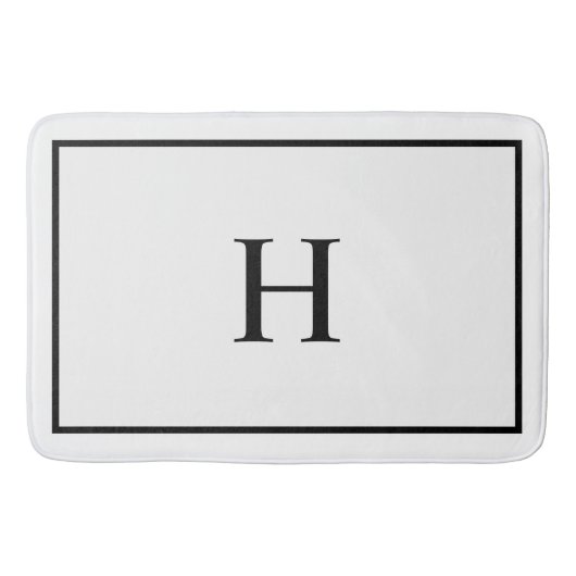 Black White Elegant Modern Monogram Badmat (Voorkant)