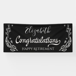 Black White Elegant Monogram Happy Retirement Spandoek